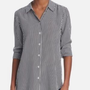 Vintage Ann Taylor Silk Striped Button Down Shirt